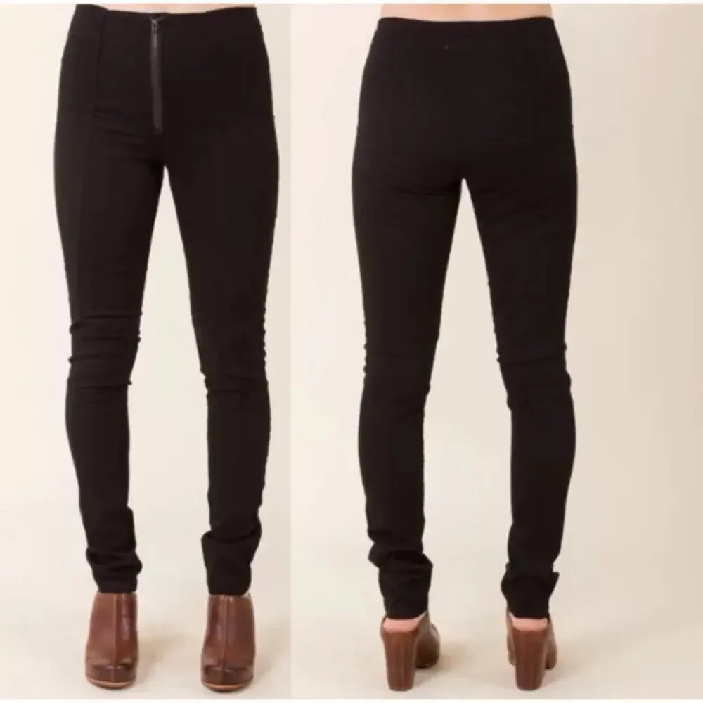 Prairie Underground Womens Denim Girdle Ankle Length Jean Leggings S Black Zip